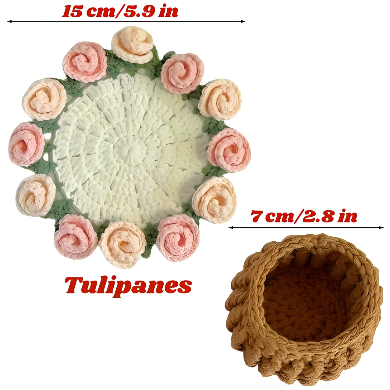 Ramo-Posavasos de Flores Tejidas a Mano