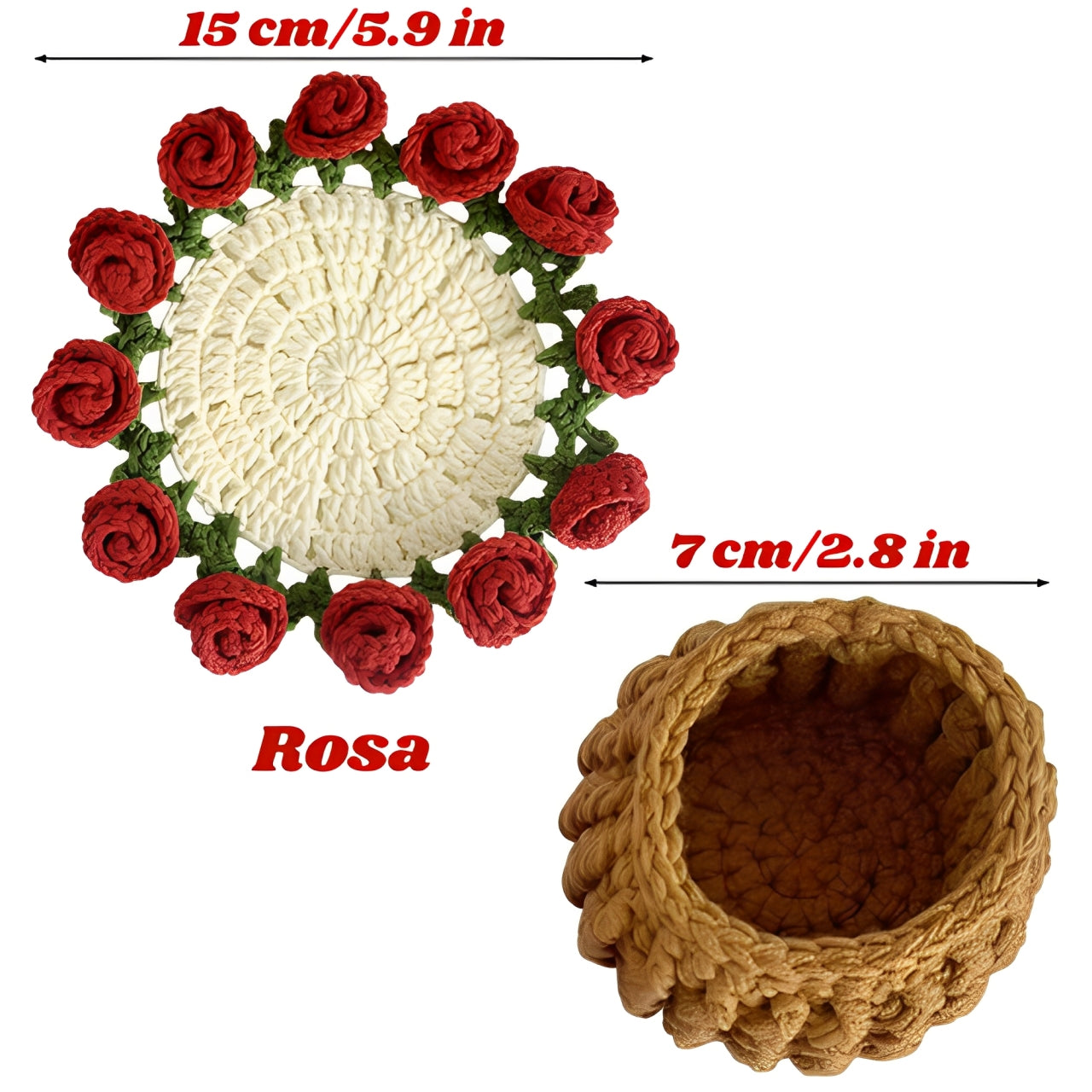 Ramo-Posavasos de Flores Tejidas a Mano