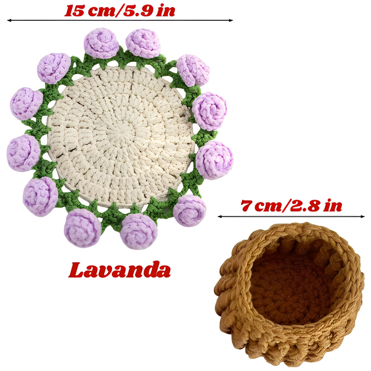 Ramo-Posavasos de Flores Tejidas a Mano