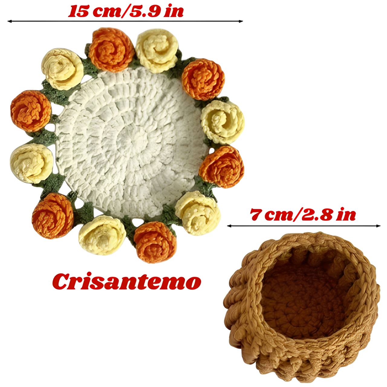 Ramo-Posavasos de Flores Tejidas a Mano