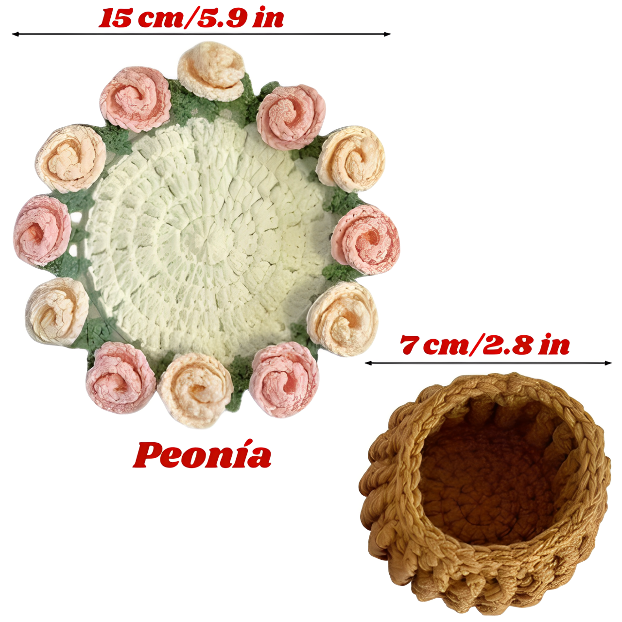 Ramo-Posavasos de Flores Tejidas a Mano