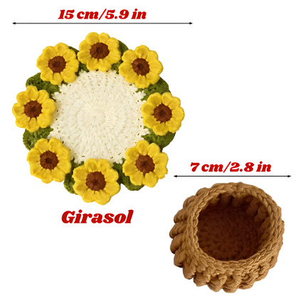 Ramo-Posavasos de Flores Tejidas a Mano