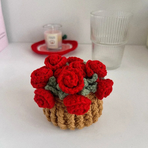 Ramo-Posavasos de Flores Tejidas a Mano