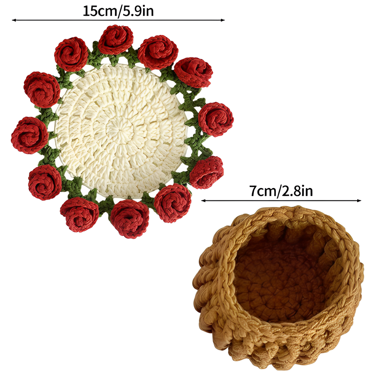 Ramo-Posavasos de Flores Tejidas a Mano