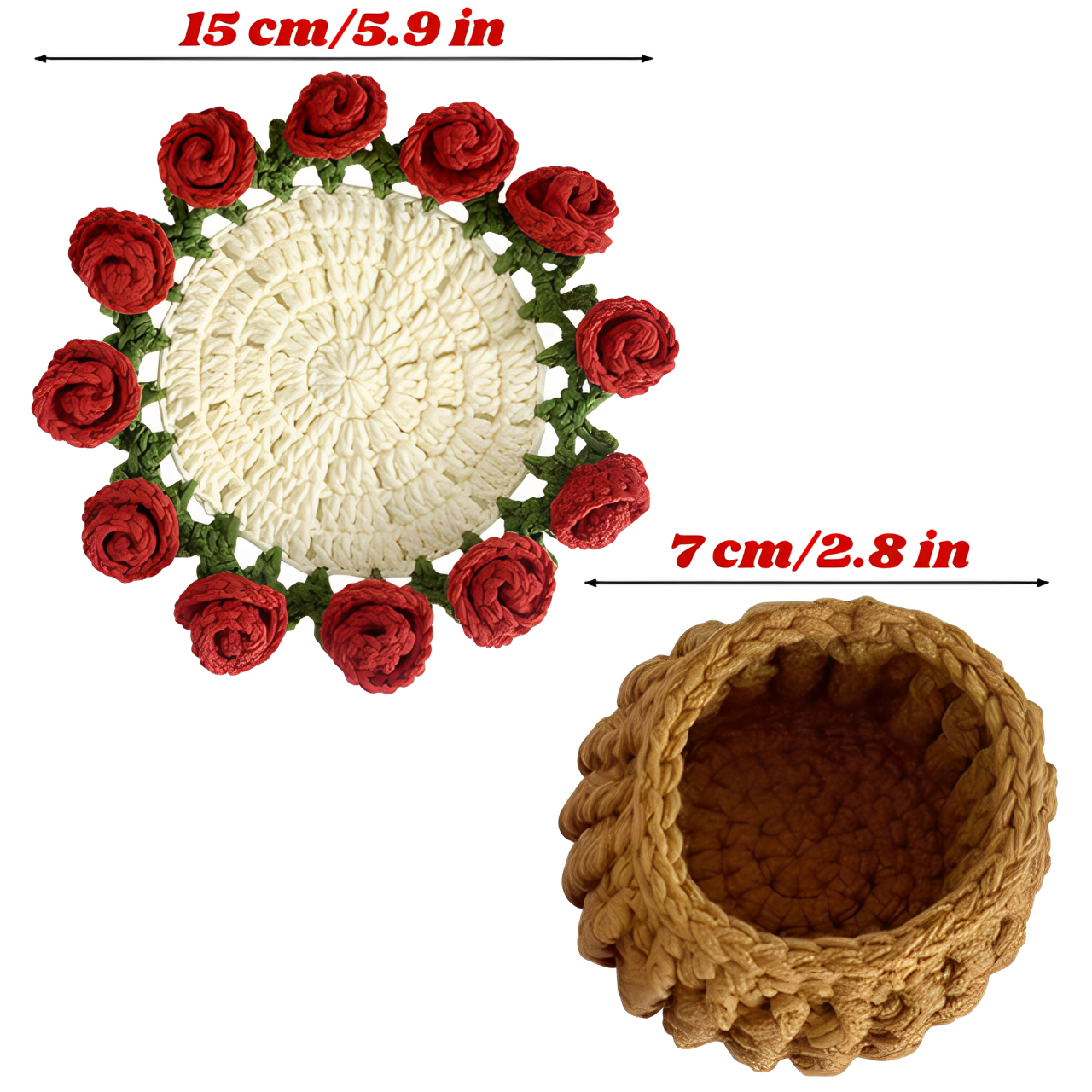 Ramo-Posavasos de Flores Tejidas a Mano