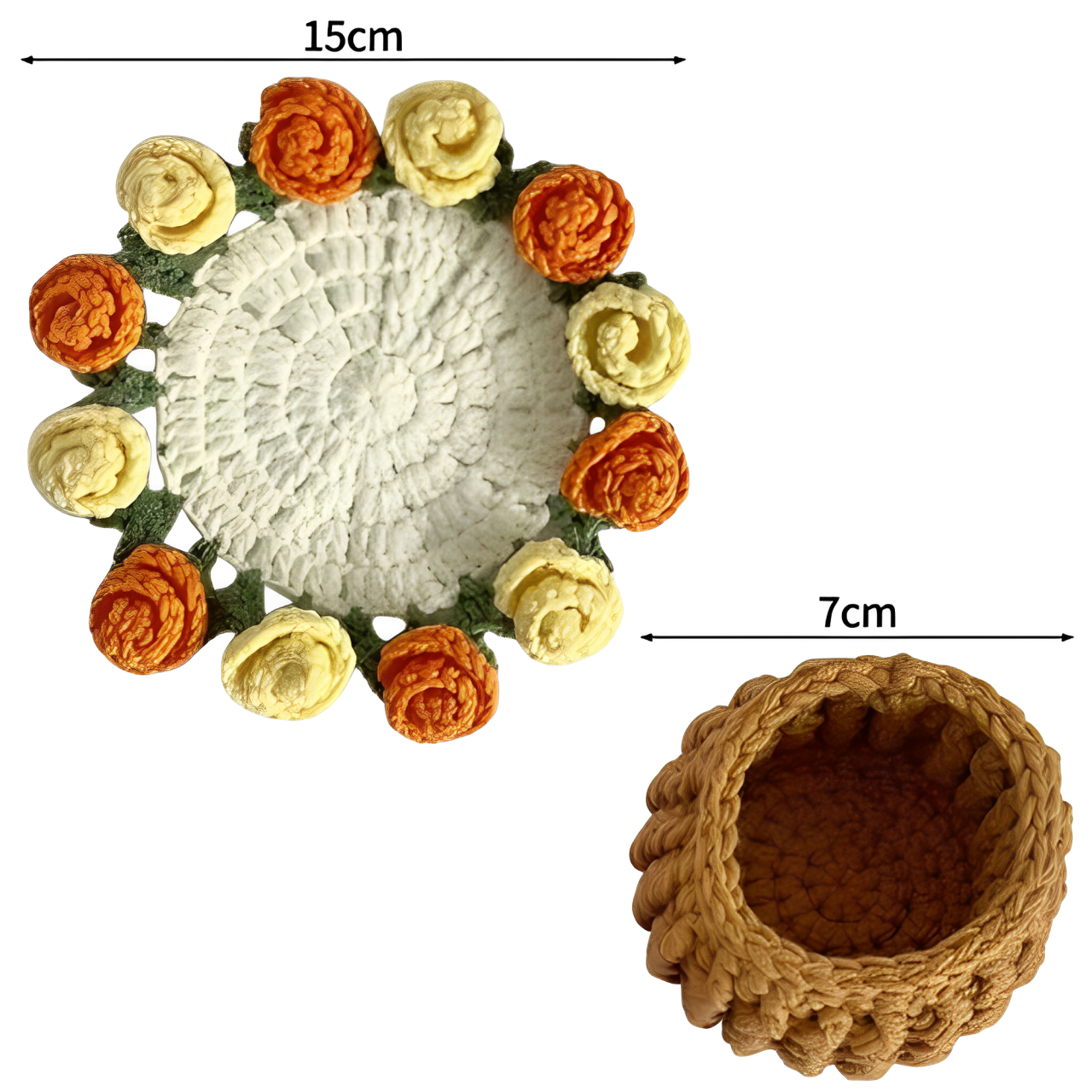 Ramo-Posavasos de Flores Tejidas a Mano