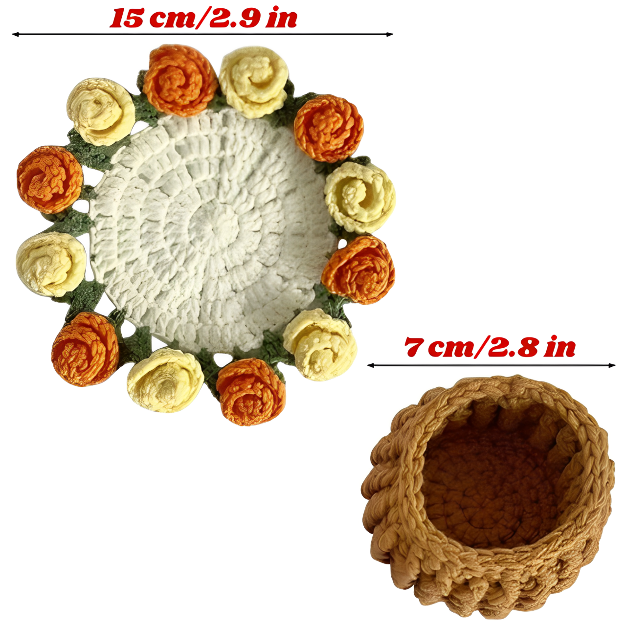 Ramo-Posavasos de Flores Tejidas a Mano