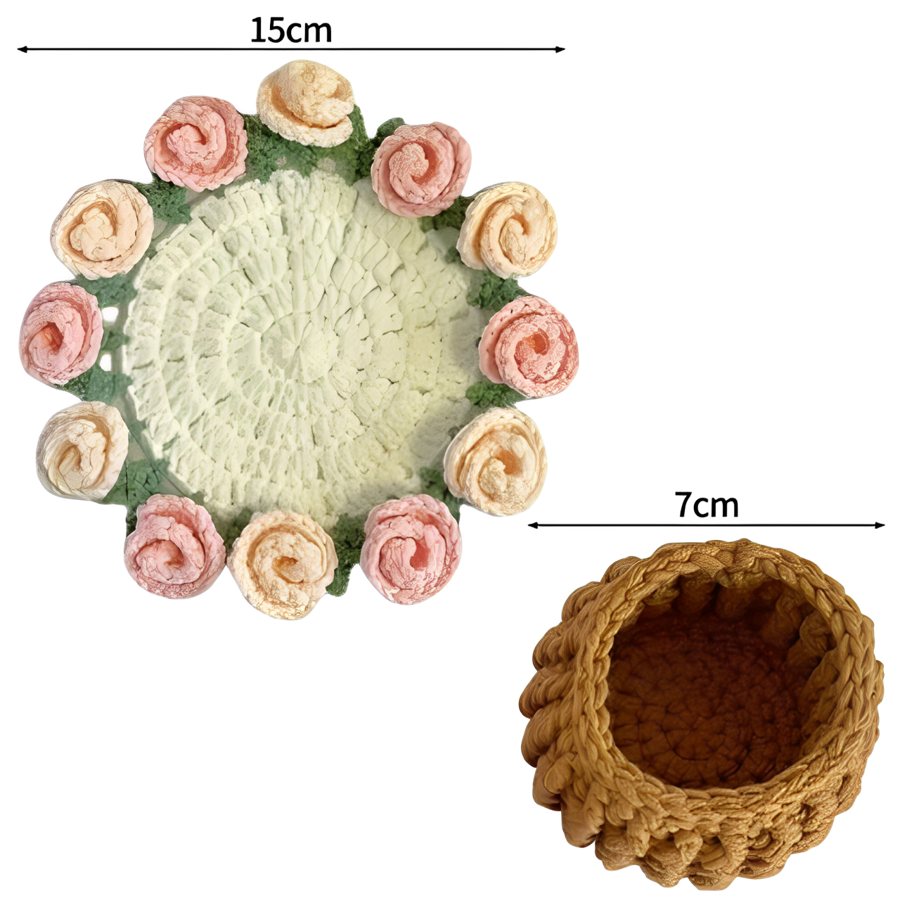 Ramo-Posavasos de Flores Tejidas a Mano