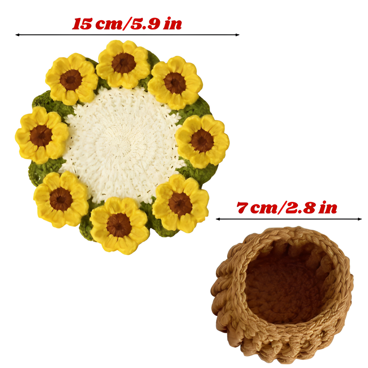 Ramo-Posavasos de Flores Tejidas a Mano