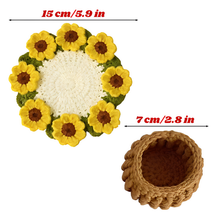 Ramo-Posavasos de Flores Tejidas a Mano